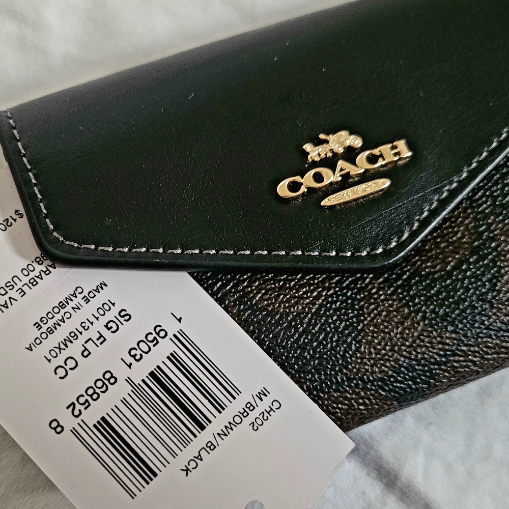 NEW Coach Small Black Leather Wallet